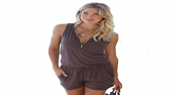 sleeveless bodysuit vneck zipper pockets playsuit shorts romper summer fashion beach overalls femme frock women jumpsuit6022151, Black;white
sleeveless bodysuit vneck zipper pockets playsuit shorts romper summer fashion beach overalls femme frock women jumpsuit6022151, Black;white
