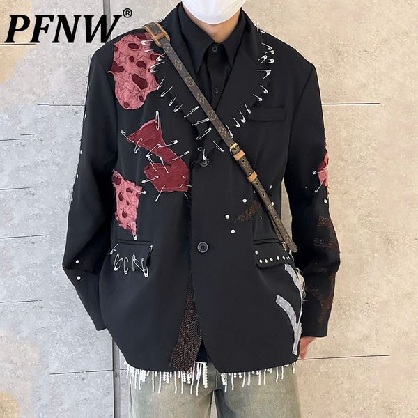men s suits blazers pfnw spring autumn darkwear suit coat leisure patchwork sequined stylish personality baggy niche 28a1813 230814, White;black
men s suits blazers pfnw spring autumn darkwear suit coat leisure patchwork sequined stylish personality baggy niche 28a1813 230814, White;black