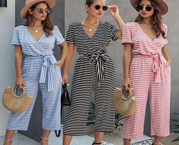 women yoga jumpsuits rompers striped vneck short sleeve sash slim casual womens jumpsuit fitness sweatpants fashion nightwear lad4506404, Black;white
women yoga jumpsuits rompers striped vneck short sleeve sash slim casual womens jumpsuit fitness sweatpants fashion nightwear lad4506404, Black;white