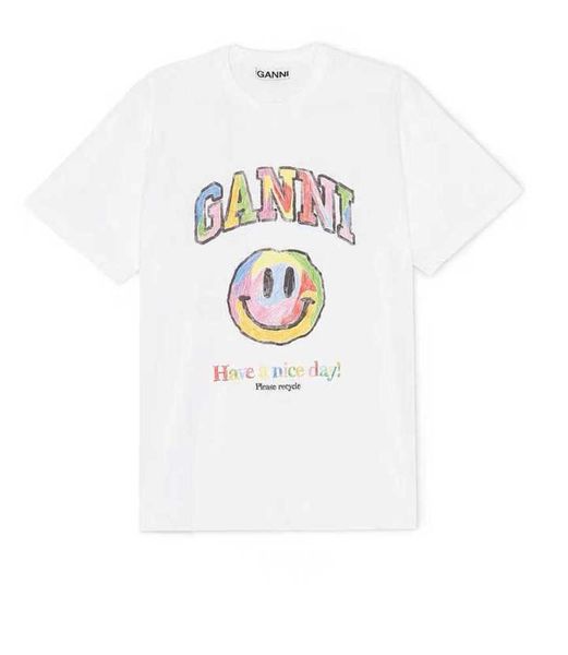 ganni 2023ss women designer t shirt rainbow small flower print gray casual short sleeve, White
ganni 2023ss women designer t shirt rainbow small flower print gray casual short sleeve, White