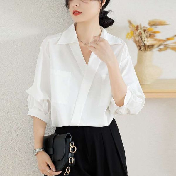white sleeve sense of design shirt womens summer loose slimming thin light high end top
white sleeve sense of design shirt womens summer loose slimming thin light high end top