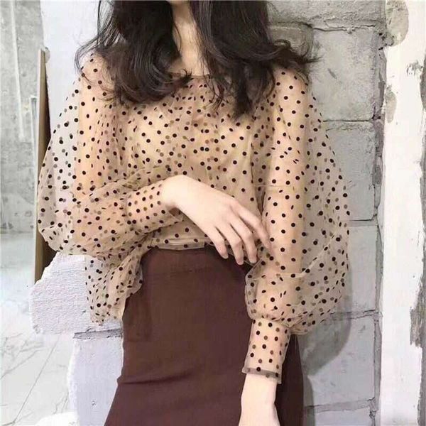 young girl sweet in womens blouses early spring retract age flocking wave net shirt with straps, White
young girl sweet in womens blouses early spring retract age flocking wave net shirt with straps, White