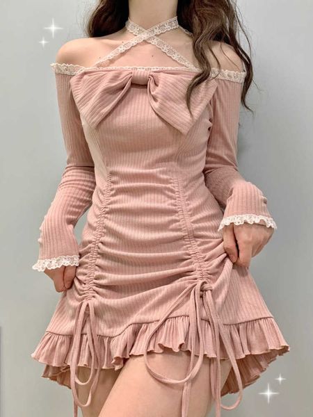korean style party mini dresse japanese off shoulder kawaii dress female long sleeve lace lolita autumn 230808, White;black
korean style party mini dresse japanese off shoulder kawaii dress female long sleeve lace lolita autumn 230808, White;black
