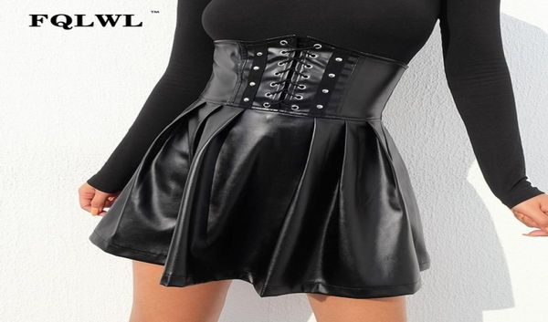 fqlwl ruffles lace up faux pu leather skirts womens high waist bandage mini skirt black short pleated club skirt female y19044122531
fqlwl ruffles lace up faux pu leather skirts womens high waist bandage mini skirt black short pleated club skirt female y19044122531