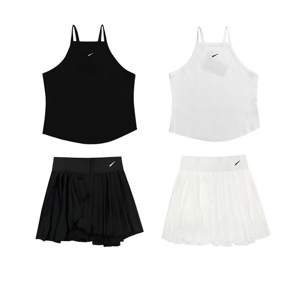 womens skirt set tech two piece halter tank skirt set embroidery spice quick drying pleated skirt tennis skirt, White
womens skirt set tech two piece halter tank skirt set embroidery spice quick drying pleated skirt tennis skirt, White