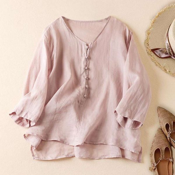 mid sleeves shirts blouse womens art retro loose slim looking cotton and linen casual summer collection, White
mid sleeves shirts blouse womens art retro loose slim looking cotton and linen casual summer collection, White