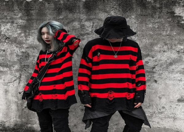 high street retro punk rock hombre red and black stripes sweater men loose hole tassel wool sweater pull homme8538219, White;black
high street retro punk rock hombre red and black stripes sweater men loose hole tassel wool sweater pull homme8538219, White;black