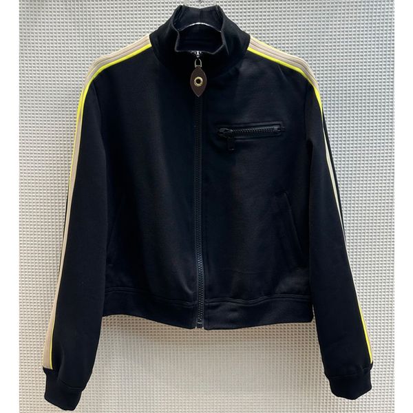 8.14 fashion contrast color striped stand collar zipper short jacket women, Black;brown
8.14 fashion contrast color striped stand collar zipper short jacket women, Black;brown