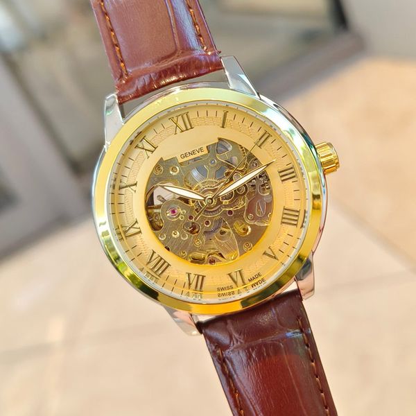fashion luxury mens watch brand mechanical automatic movement man designer watches leather strap 42mm gold wristwatches for mens christmas g, Slivery;brown
fashion luxury mens watch brand mechanical automatic movement man designer watches leather strap 42mm gold wristwatches for mens christmas g, Slivery;brown