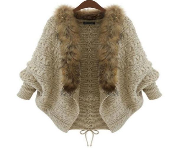 winter new cardigan poncho fur collar outerwear women sweater knitted brand casual knitwear jacket 81175547160546, White;black
winter new cardigan poncho fur collar outerwear women sweater knitted brand casual knitwear jacket 81175547160546, White;black