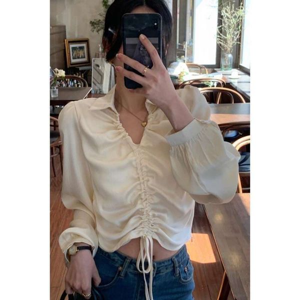 item title spring style blouses high class temperament age reducing design niche drawstring long sleeved satin, White
item title spring style blouses high class temperament age reducing design niche drawstring long sleeved satin, White