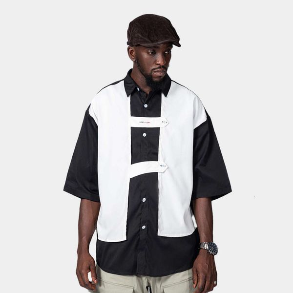 2023new designer workwear shirt men's trendy functional style short sleeved shirt loose oversize design for couples, White;black
2023new designer workwear shirt men's trendy functional style short sleeved shirt loose oversize design for couples, White;black