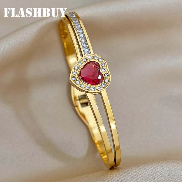 bangle flashbuy 316l stainless steel bangles bracelets for women romantic inlay red love heart gold color waterproof jewelry gift 230814, Black
bangle flashbuy 316l stainless steel bangles bracelets for women romantic inlay red love heart gold color waterproof jewelry gift 230814, Black