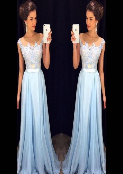 2018 elegant light sky blue prom dresses sheer neck cap sleeves appliqued chiffon floor length formal dresses modest evening gowns6714275, Black
2018 elegant light sky blue prom dresses sheer neck cap sleeves appliqued chiffon floor length formal dresses modest evening gowns6714275, Black