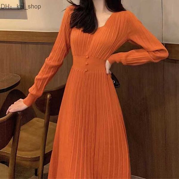 high waist style dress 2023 autumn/winter new korean v-neck pullover solid color long knitted sweater a-line skirt1, Black;gray
high waist style dress 2023 autumn/winter new korean v-neck pullover solid color long knitted sweater a-line skirt1, Black;gray