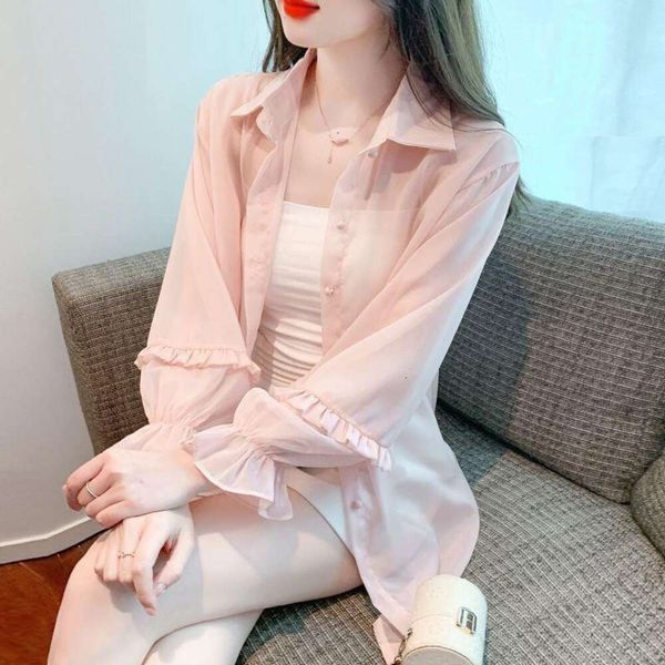 thin and light shirts ice silk sunblock clothes for women summer chiffon super sweet fashionable age reducing, White
thin and light shirts ice silk sunblock clothes for women summer chiffon super sweet fashionable age reducing, White