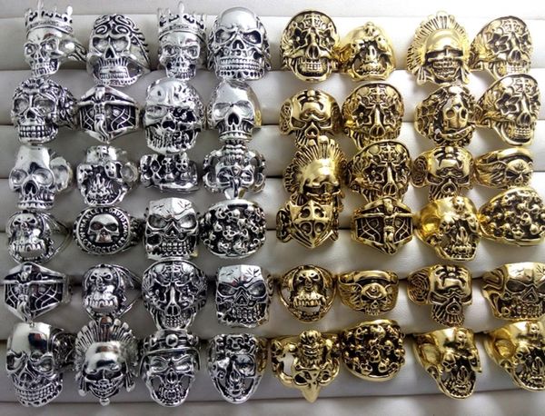 whole 100pcs silver gold skull head patten skeleton alloy rings jewelry finger ring crystal men punk biker fashion size 8118638211, Golden;silver
whole 100pcs silver gold skull head patten skeleton alloy rings jewelry finger ring crystal men punk biker fashion size 8118638211, Golden;silver