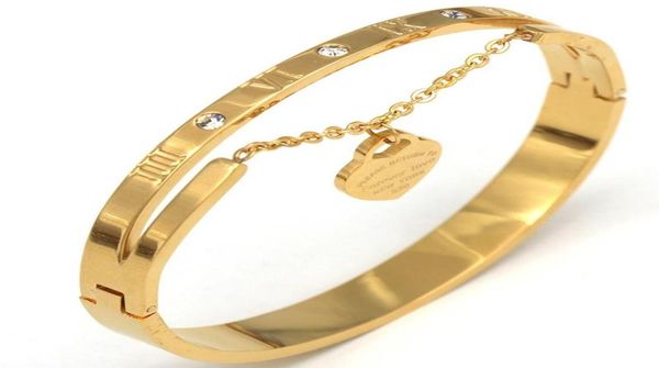 trendy lover cuff bracelets bangles for woman gold color carving roman numera stainless steel bracelet with heart pendant bangle998648173, Black
trendy lover cuff bracelets bangles for woman gold color carving roman numera stainless steel bracelet with heart pendant bangle998648173, Black