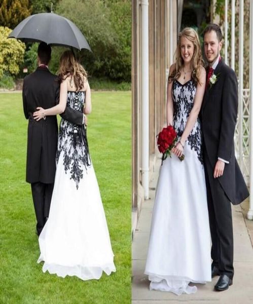 simple black and white wedding dresses strapless lace applique a line garden bridal gowns lace up back wedding dresses3890621
simple black and white wedding dresses strapless lace applique a line garden bridal gowns lace up back wedding dresses3890621