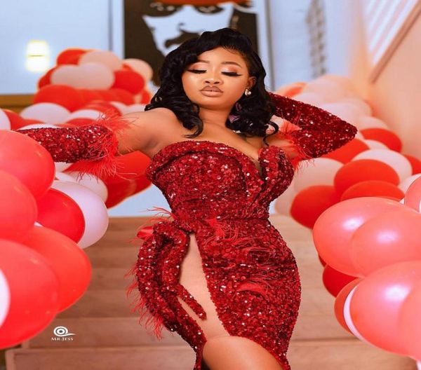 plus size mermaid split evening dresses sparkling sequins feather prom dress red women formal pageant wear custom made vestid7458095, Black;red
plus size mermaid split evening dresses sparkling sequins feather prom dress red women formal pageant wear custom made vestid7458095, Black;red