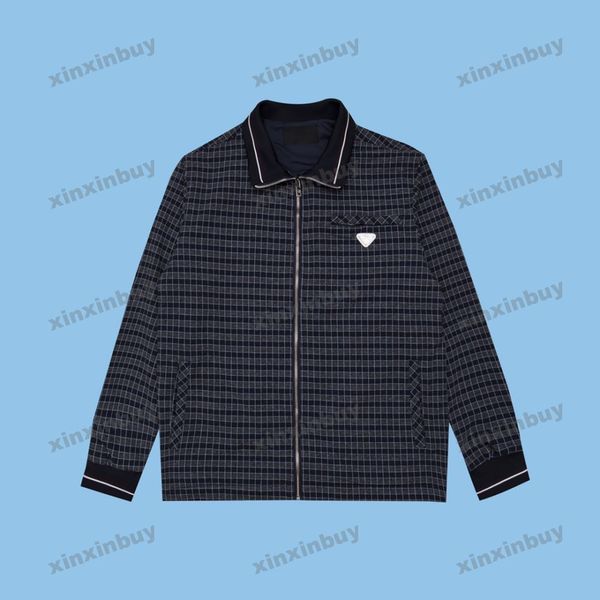 xinxinbuy men designer coat jacket plaid metal triangle label long sleeve women gray black white khaki s-xl, Black;brown
xinxinbuy men designer coat jacket plaid metal triangle label long sleeve women gray black white khaki s-xl, Black;brown