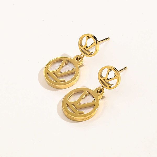 fashion l designer titanium steel earrings jewelry stainless high grade mesh red hollow letter inlaid fritillaria, Golden
fashion l designer titanium steel earrings jewelry stainless high grade mesh red hollow letter inlaid fritillaria, Golden