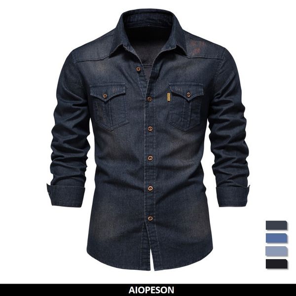 men s casual shirts aiopeson elastic cotton denim shirt men long sleeve quality cowboy for slim fit jeans 230814, White;black
men s casual shirts aiopeson elastic cotton denim shirt men long sleeve quality cowboy for slim fit jeans 230814, White;black