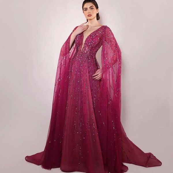 rose red arabic luxury cape sleeves evening dresses gowns a-line beads crystal v-neck 2023 for women party, Black;red
rose red arabic luxury cape sleeves evening dresses gowns a-line beads crystal v-neck 2023 for women party, Black;red