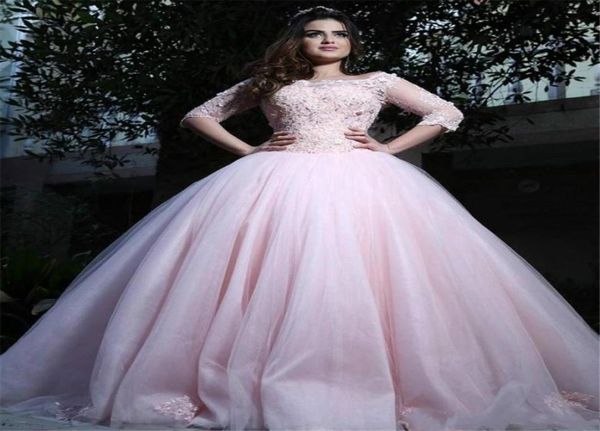 fashion pink gown quinceanera dresses half sleeve sheer neck lace applique tulle bodice long prom dresses formal party ball custom9305623, Blue;red
fashion pink gown quinceanera dresses half sleeve sheer neck lace applique tulle bodice long prom dresses formal party ball custom9305623, Blue;red