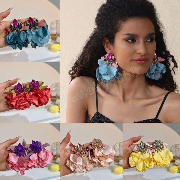 original design statement crystal flower earrings handmade bohemian exaggerated fabric big tassel drop earrings charm jewelry, Silver
original design statement crystal flower earrings handmade bohemian exaggerated fabric big tassel drop earrings charm jewelry, Silver