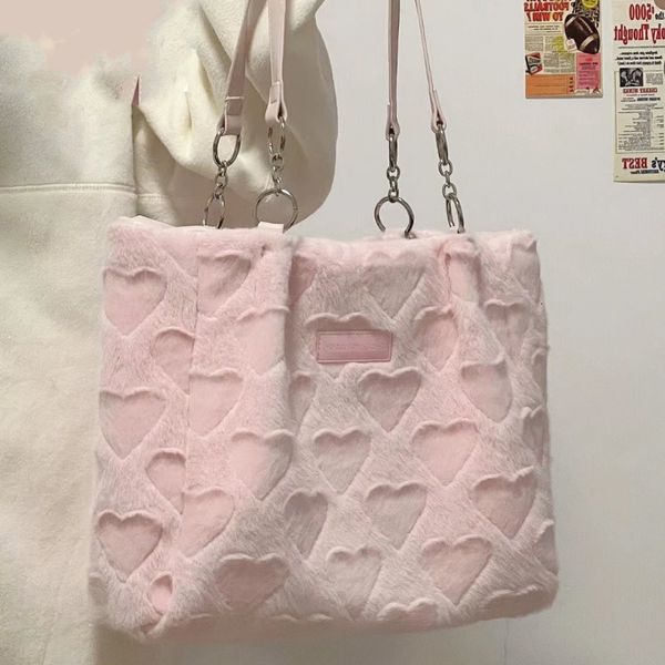 evening bags cute furry women's casual tote love heart ladies sweet shoulder underarm solid color female fashion plush handbags 230814
evening bags cute furry women's casual tote love heart ladies sweet shoulder underarm solid color female fashion plush handbags 230814