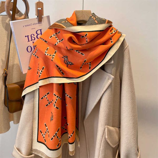 cashmere scarves thickened new brushed women's 2023 imitation winter shawl versatile scarf h letter fashion brand style 0s22, Blue;gray
cashmere scarves thickened new brushed women's 2023 imitation winter shawl versatile scarf h letter fashion brand style 0s22, Blue;gray