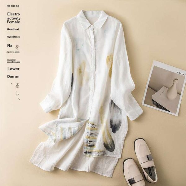 spring artistic large size blouses pure color long sleeved shirt womens trend loose hemp hand painted, White
spring artistic large size blouses pure color long sleeved shirt womens trend loose hemp hand painted, White