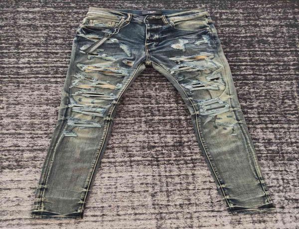 old new street yellow plaid patch hole making patchwork jeans trendy poison3464869, Blue
old new street yellow plaid patch hole making patchwork jeans trendy poison3464869, Blue