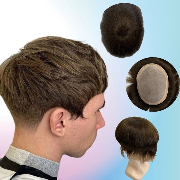 european virgin human hair replacement 8x10 dark brown color 2# mono lace with npu toupee for white men, Black
european virgin human hair replacement 8x10 dark brown color 2# mono lace with npu toupee for white men, Black