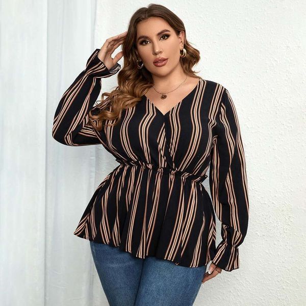 womens shirt striped autumn and winter long sleeves waist large size slightly fat wholesale trend, White
womens shirt striped autumn and winter long sleeves waist large size slightly fat wholesale trend, White