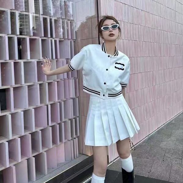 embroidery women jacket skirt casual short sleeved coat cute pleated skirt high waist mini skirts set, Gray
embroidery women jacket skirt casual short sleeved coat cute pleated skirt high waist mini skirts set, Gray