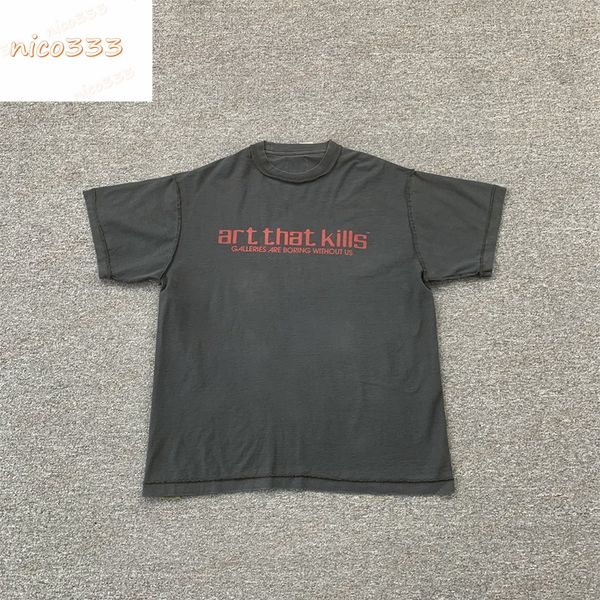 23ss new ga depts atk red slogan back gold washed and old round neck loose fit men and women casual short sleeve, White;black
23ss new ga depts atk red slogan back gold washed and old round neck loose fit men and women casual short sleeve, White;black