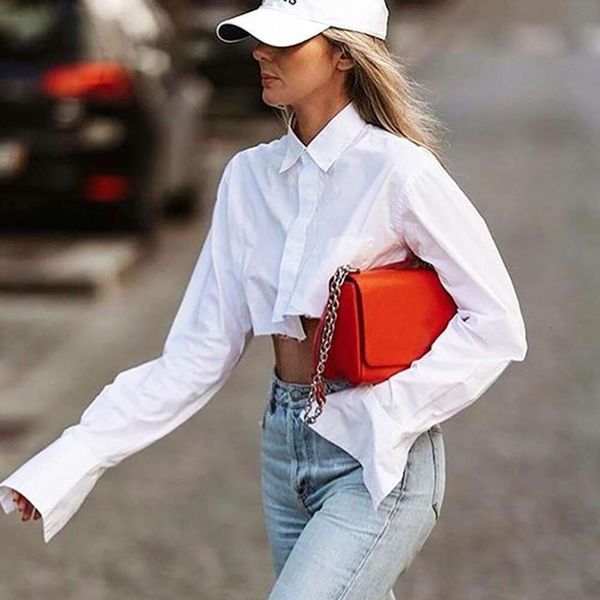 early autumn style white shirt short raw edge uneven design fashionable womens clothing revealing belly sexy
early autumn style white shirt short raw edge uneven design fashionable womens clothing revealing belly sexy