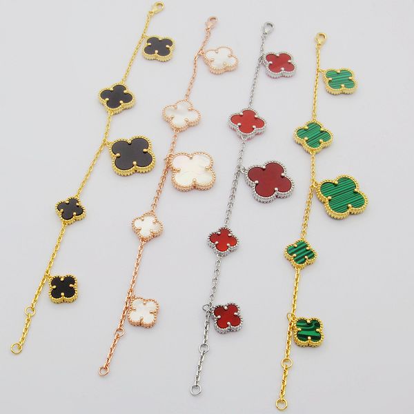 12 mix styles women designer bangles 3 colors brass classic size five flower bracelet luxury couple bracelets wholesale, Black
12 mix styles women designer bangles 3 colors brass classic size five flower bracelet luxury couple bracelets wholesale, Black
