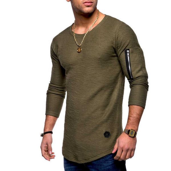 men's new solid color round neck long sleeve t-shirt with arm zipper stitching in spring and autumn, White;black
men's new solid color round neck long sleeve t-shirt with arm zipper stitching in spring and autumn, White;black