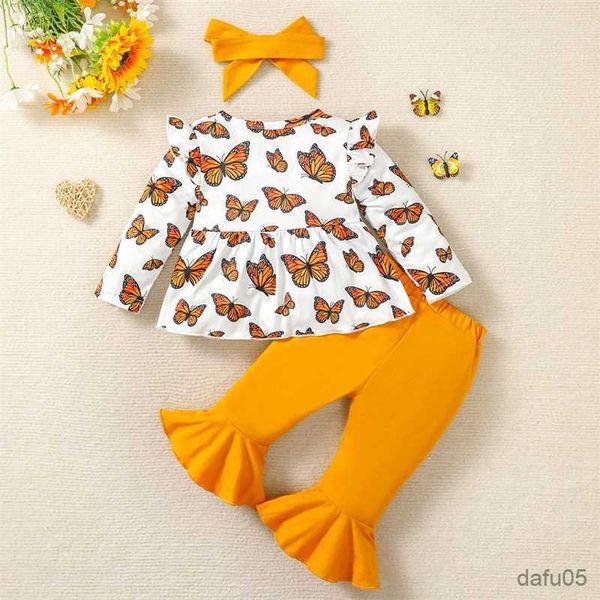clothing sets infant baby girls fall outfit long sleeve butterfly print bow t-shirt with flare pants and headband clothing set r230815, White
clothing sets infant baby girls fall outfit long sleeve butterfly print bow t-shirt with flare pants and headband clothing set r230815, White