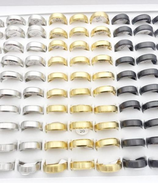 whole 50pcslot stainless steel band rings for men women 6mm silver gold black plated fashion jewelry party gift engagement we6386184
whole 50pcslot stainless steel band rings for men women 6mm silver gold black plated fashion jewelry party gift engagement we6386184