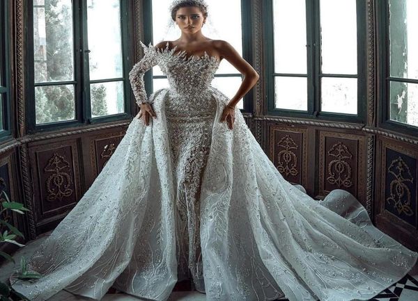 more pearls one shoulder mermaid wedding dresses luxurious lace appliques bridal gown custom made with detachable train robes de m2321058, White
more pearls one shoulder mermaid wedding dresses luxurious lace appliques bridal gown custom made with detachable train robes de m2321058, White