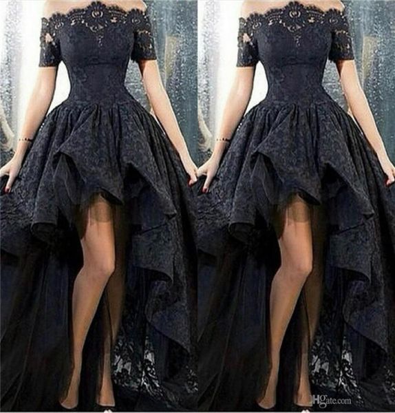 black lace high low prom dresses off shoulder arabic design ruched formal evening gown short front long back party dress9472023
black lace high low prom dresses off shoulder arabic design ruched formal evening gown short front long back party dress9472023