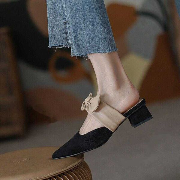 sandals summer pointed suede bow temperament was thin thick with high heels female 230417, Black
sandals summer pointed suede bow temperament was thin thick with high heels female 230417, Black