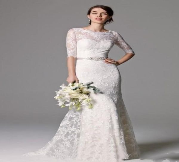 vintage lace wedding dresses with beaded ribbon buttons back gowns half sleeves dress9663625, White
vintage lace wedding dresses with beaded ribbon buttons back gowns half sleeves dress9663625, White