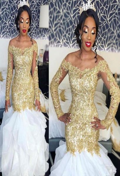 2019 gold sheer long sleeves lace mermaid prom dresses african organza layered ruffles evening gowns special occasion dresses829731194359, Black
2019 gold sheer long sleeves lace mermaid prom dresses african organza layered ruffles evening gowns special occasion dresses829731194359, Black