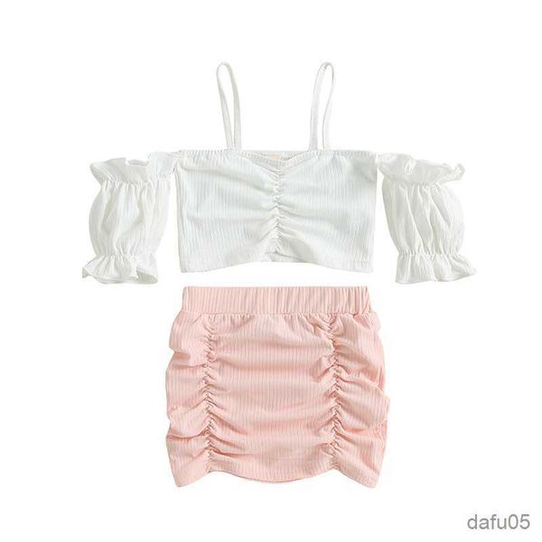 clothing sets baby girls piece outfits solid color cold shoulder crop and ruched mini skirt set summer children's clothing set r230815, White
clothing sets baby girls piece outfits solid color cold shoulder crop and ruched mini skirt set summer children's clothing set r230815, White