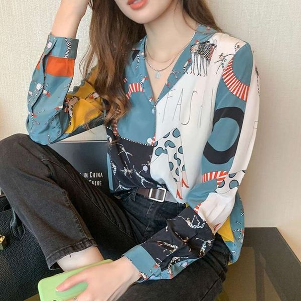autumn style blouses contrast color fashionable printed long sleeved chiffon shirt design sense niche temperament, White
autumn style blouses contrast color fashionable printed long sleeved chiffon shirt design sense niche temperament, White